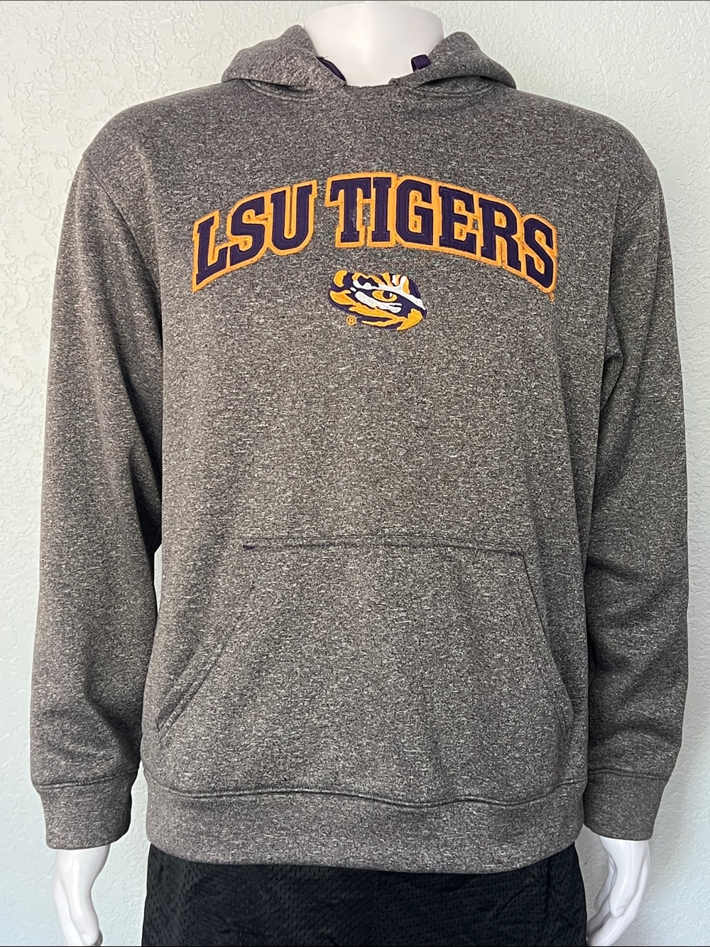 LSU Tigers Champion Pullover Hoodie Men’s Med Gray Purple Gold College Football